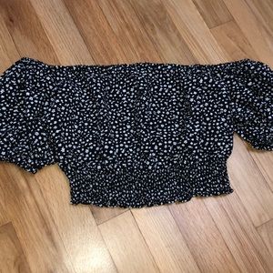 Cropped Off the Shoulder Floral Shirt